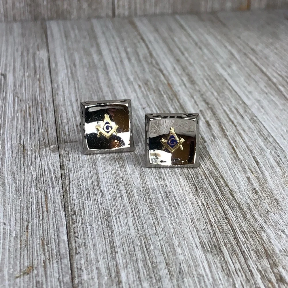 Vintage Anson Sterling Silver Freemason Cuff Links